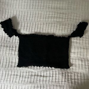 NWOT Forever 21 Black Ribbed Off the Shoulder Crop Top